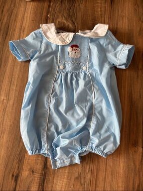 Pleats & Stitches Christmas Bubble with Santa and Peter Pan Collar